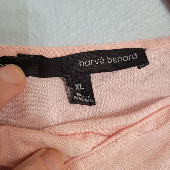 HARVE BENARD Pure Linen Pink Sleeveless V-Neck Top Relaxed Resort Coastal XL - Picture 3 of 5